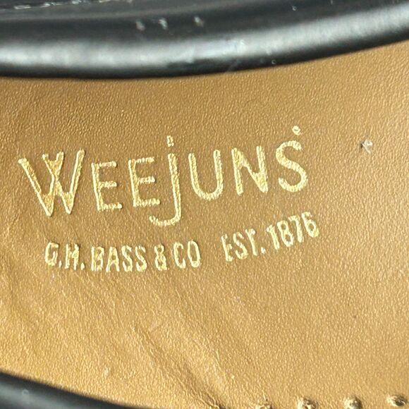 Bass Weejuns Leather Classic Black White Slip On Penny Loafers Size 8 - Picture 7 of 14